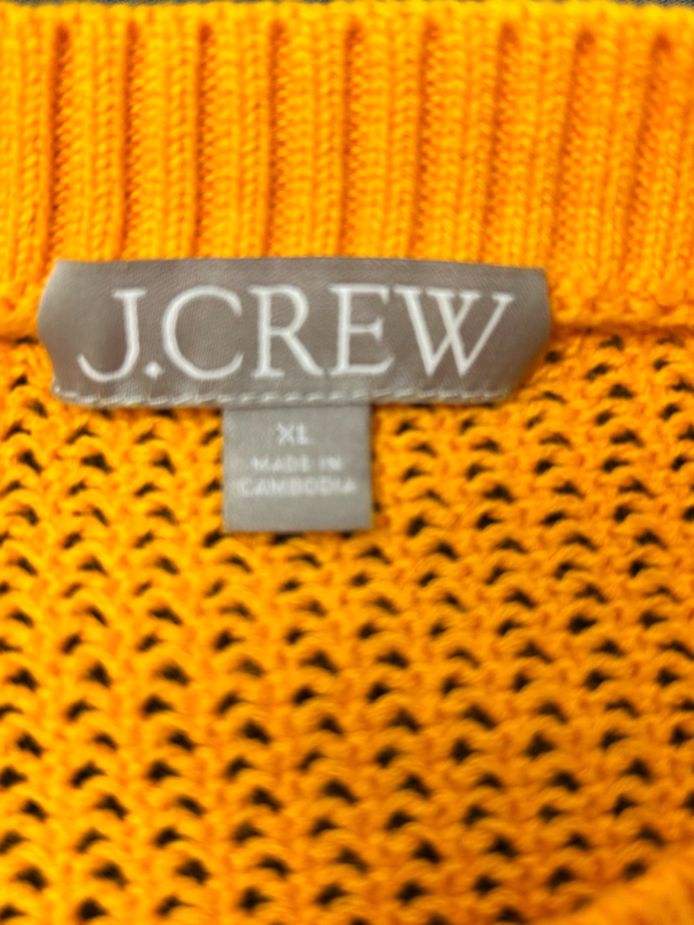 J. Crew Bright yellow/orange Open-Weave Crewneck Sweater (A0116) - Picture 3 of 8